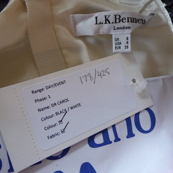LK Bennett Lavinie White with Black Floral Lace Overlay Dress NWT USA Size 4 - Picture 13 of 14